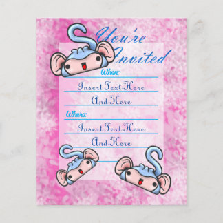 Flyer Convidar macacos sorridentes azuis personalizáveis