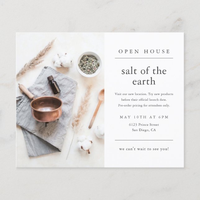 Flyer Convite à Casa Aberta de Fotos Moderna Simples (Frente)