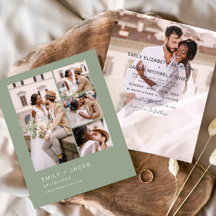 Flyer Convite à Casamento Minimalista Verde de Sábio Orç