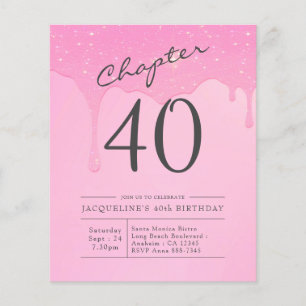 Flyer Convite à Cinza Rosa aniversário de 40 anos de Orç