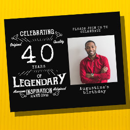 Flyer Convite aniversário de 40 anos de Orçamento Preto