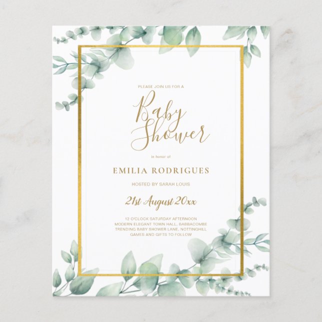 Flyer CONVITE AO CÓDIGO QR DOURADO DO CHÁ DE FRALDAS Euc (Frente)