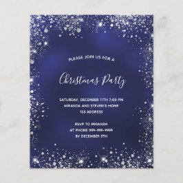 Flyer Convite azul prateado para Festa de Natal orçament
