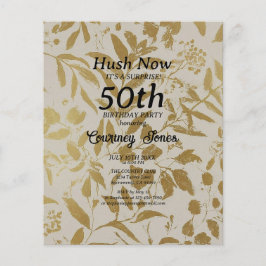 Flyer Convite de 50º Aniversário Botânico Marfim Dourado