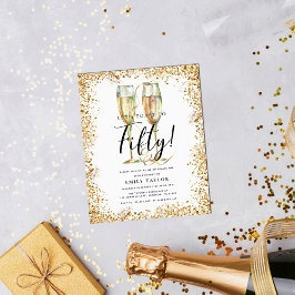 Flyer Convite de aniversário 50º Glitter de Orçamento