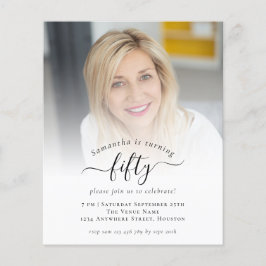 Flyer Convite de aniversário 50º Script de Foto PAPER
