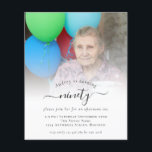 Flyer Convite de aniversário 90 de Script de Fotografia<br><div class="desc">Um alternativo PAPER (não cartão) com valor de excelente SEM ENVELOPES com tamanho menor de 4, 5" x 5, 6" e a um preço orçamentário. (envelopes A6 padrão são o tamanho mais próximo ao ajustado). Convite de aniversário de 90 de Script de Fotografia. Um design minimalista totalmente personalizável para a...</div>