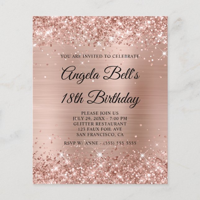 Flyer Convite de Aniversário de 18 Anos em Papel Brilhan (Frente)