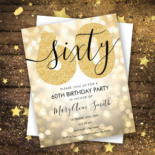 Flyer Convite de Aniversário de 60 anos em Dourado Moder