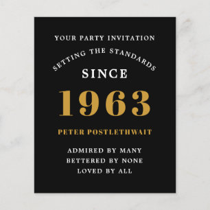 Flyer Convite de Aniversário de 60 anos Preto Dourado 19