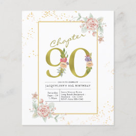 Flyer Convite de aniversário de 90 anos com escrita dour