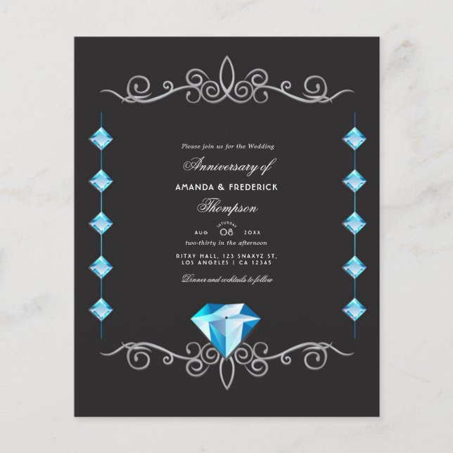 Flyer Convite de Aniversário de Casamento de Diamante (Frente)