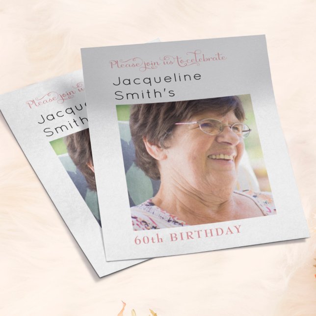 Flyer Convite de Aniversário de Foto Rosa de Espelhament (Criador carregado)