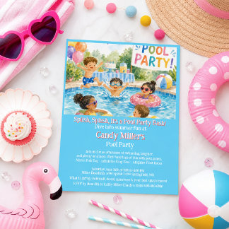 Flyer Convite de Aniversário de Menina para Festa de Pis