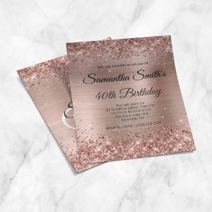 Flyer Convite de Aniversário de Quarenta Anos em Glitter