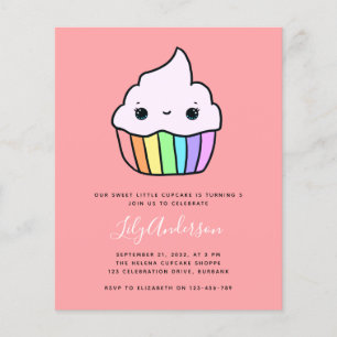 Flyer Convite de aniversário do Cupcake de Orçamento