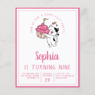 Flyer Convite de Aniversário do Gato Econômico para Cria