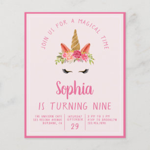 Flyer Convite de aniversário do PAPER Unicorn Kid