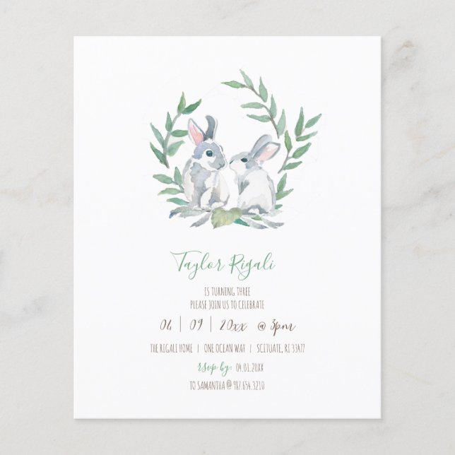 Flyer Convite de Aniversário Econômico Coelhinho da Flor (Frente)