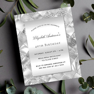 Flyer Convite de aniversário elegante moderno prateado