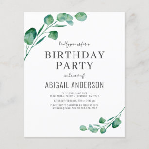 Flyer Convite de aniversário Eucalyptus Girly