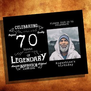 Flyer Convite de Aniversário para 70 de Orçamento Preto