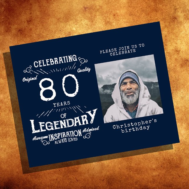 Flyer Convite de Aniversário para 80 de Orçamento Azul (Criador carregado)