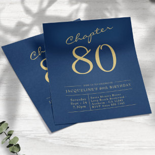 Flyer Convite de aniversário para 80 de Orçamento Dourad