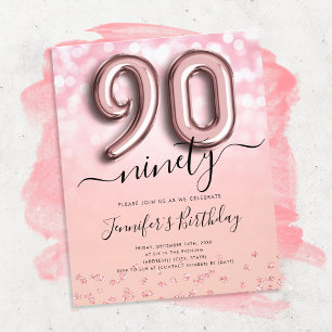 Flyer Convite de Aniversário para 90 de de Balões Dourad