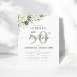 Flyer Convite de Aniversário para Surpresa Floral Verde<br><div class="desc">Celebre no estilo com uma elegante cinza e um convite floral de aniversário surpresa verde. Esse sofisticado design apresenta tons de cinza macio emparelhados com florais verdes, criando um ambiente sereno, mas festivo. Perfeito para uma celebração refinada e memorável, os delicados sotaques florais adicionam um toque de beleza natural, enquanto...</div>