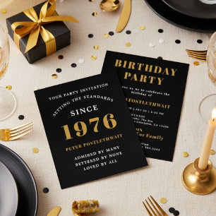 Flyer Convite de Aniversário Preto e Dourado Econômico