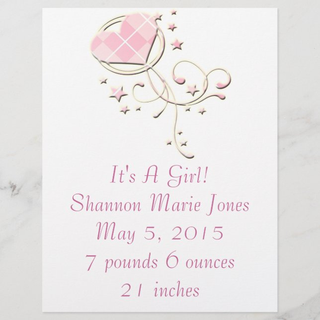 Flyer Convite de Anúncio de Bebê (Frente)