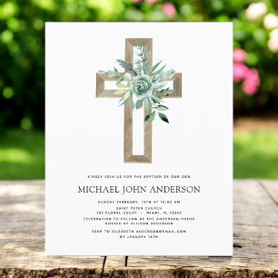 Flyer Convite de Batismo Verde de Eucalipto Orçamento