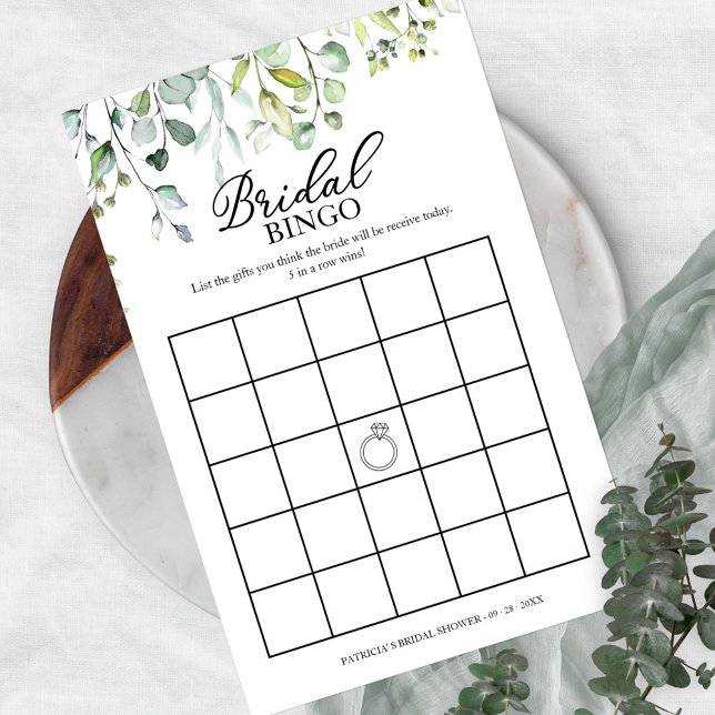 Flyer Convite de Bingo para Chá de Noiva com Eucalipto V (Criador carregado)