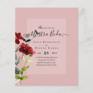 Flyer Convite de Boda - Boda - Boda - Pink Floral Wedch 