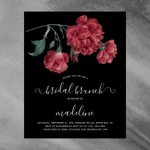 Flyer Convite de Brida Floral Negra Vintage Brunch