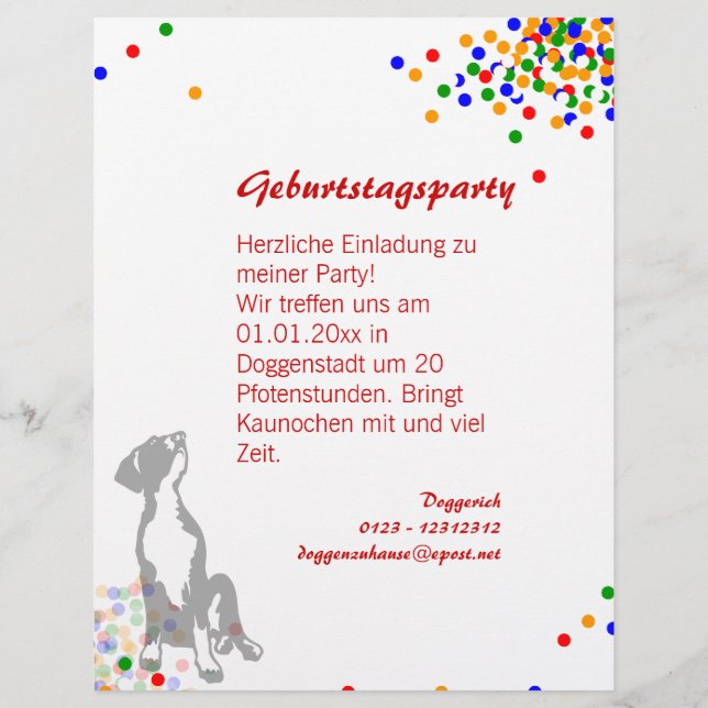 Flyer Convite de cachorro para festa de aniversário infa (Verso)