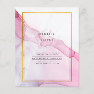 Flyer Convite de Casamento Abstrato Cor-de-rosa Roxo Lea