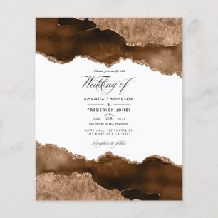 Flyer Convite de Casamento Aquarela com Ágata Dourada do