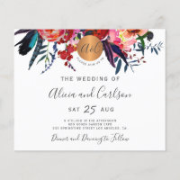 Convite de casamento boho com monograma floral eco