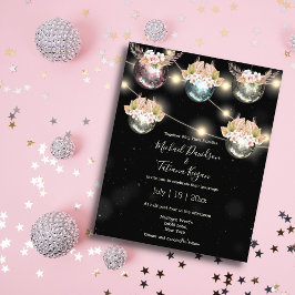 Flyer convite de casamento boho floral da discoteca