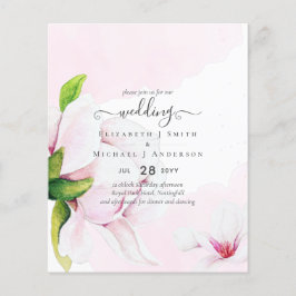 Flyer CONVITE DE CASAMENTO Bonito Pink Magnolias Floral