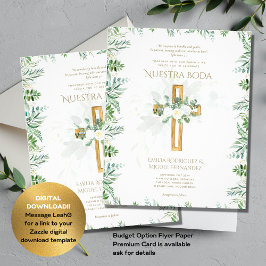 Flyer Convite de Casamento Católico Bilingue Elegante  I