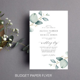 Flyer Convite de casamento chic com verde eucalipto econ