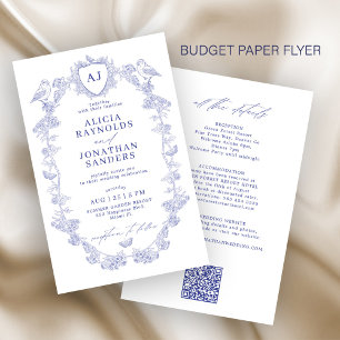 Flyer Convite de casamento clássico azul econômico tudo 