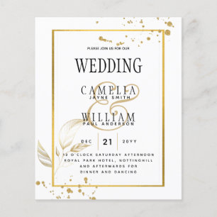 Flyer Convite de Casamento Clássico Branco OURO Fotograf