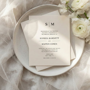 Flyer Convite de Casamento Clássico com Monograma Branco