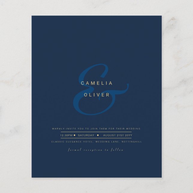Flyer Convite de Casamento com Ampersand Moderno e Códig (Frente)
