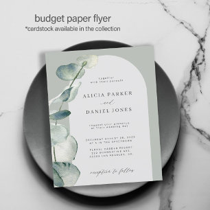 Flyer Convite de casamento com arco de eucalipto econômi