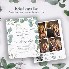 Flyer Convite de casamento com código QR de eucalipto ec